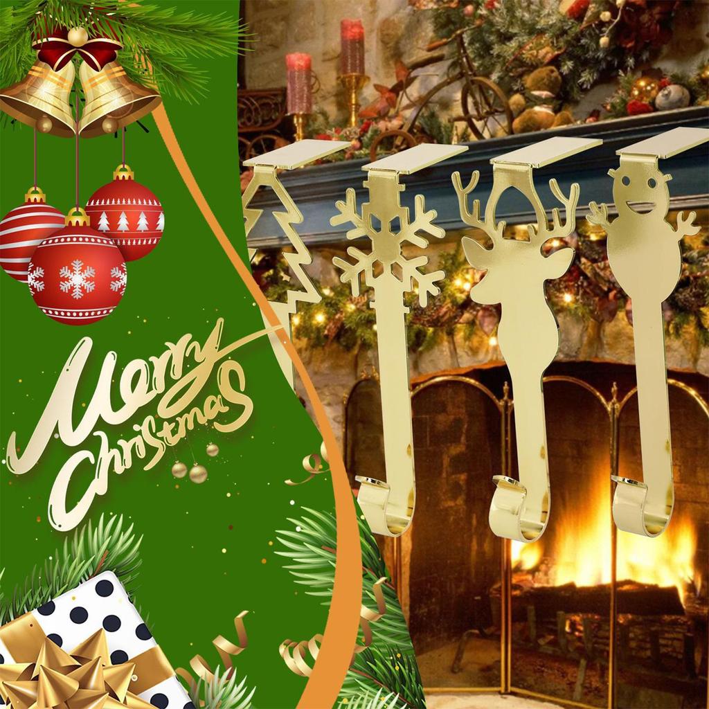 Stocking Holders For Mantle 4 Pieces Non-Slip Metal Lightweight Christmas Ornaments Clips Garland Hanger Stocking Holders For