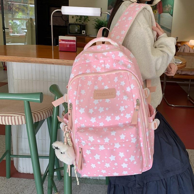 Schoolbag Japanese Ins Style Student Schoolbag High Value Fresh and Sweet Star Printed Backpack Large Capacity Lightweight Backpack