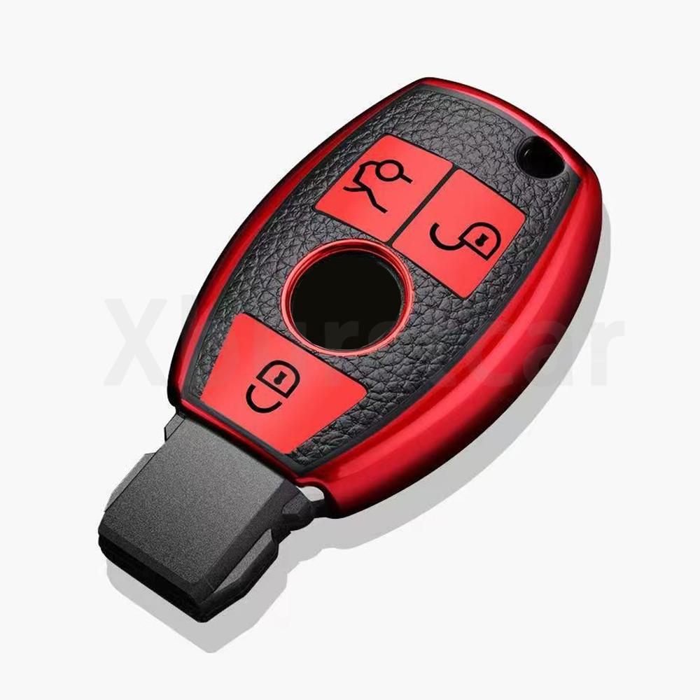 Leather TPU Shell Fob Car Key Case Cover for Mercedes Benz A B C E Class GLS GLA GLK GLC CLS CLA AMG W204 W205 W212 W463 W176