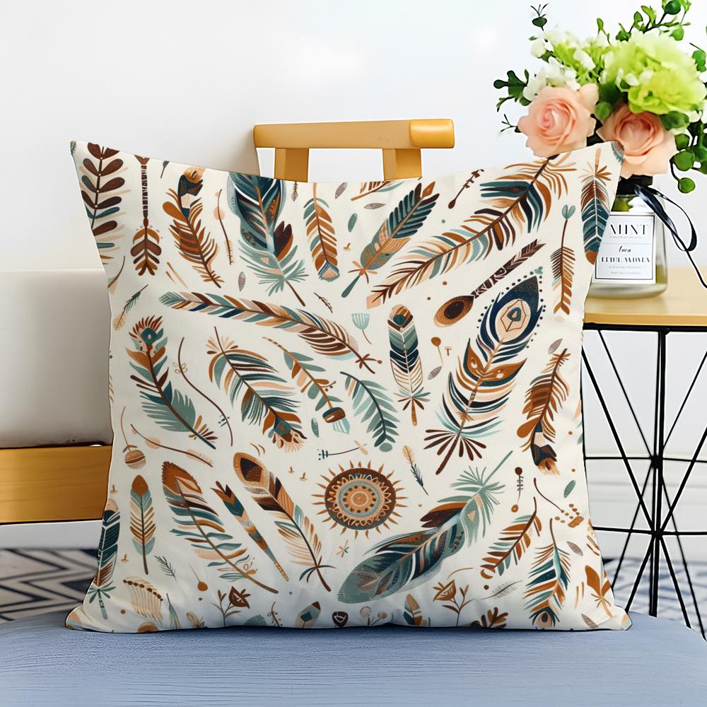 Boho Pattern Cushion Cover Washable Linen Pillowcase Soft  for Sofa Bed Cozy Home Room Decor