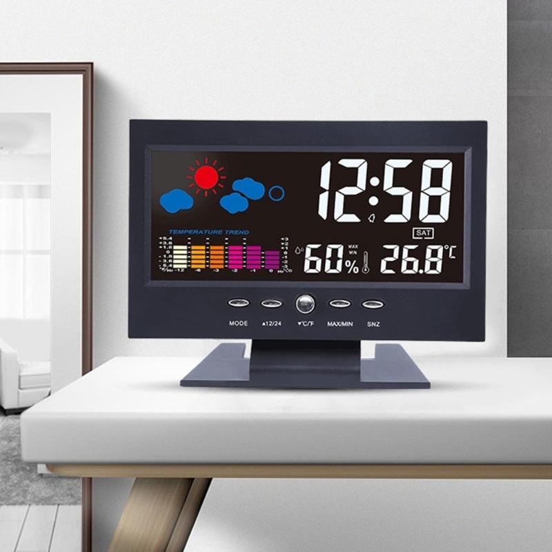 Cyfrowe higrometry termometry stacje pogodowe na ścianę ze wskaźnikiem poziomu komfortu i alertem trendu temperatury