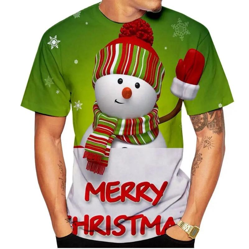 Mode Weihnachten 3D-Druck T-shirt Männer und Frauen Kinder Casual Kurzarm Rundhals Top Sommer Street Style