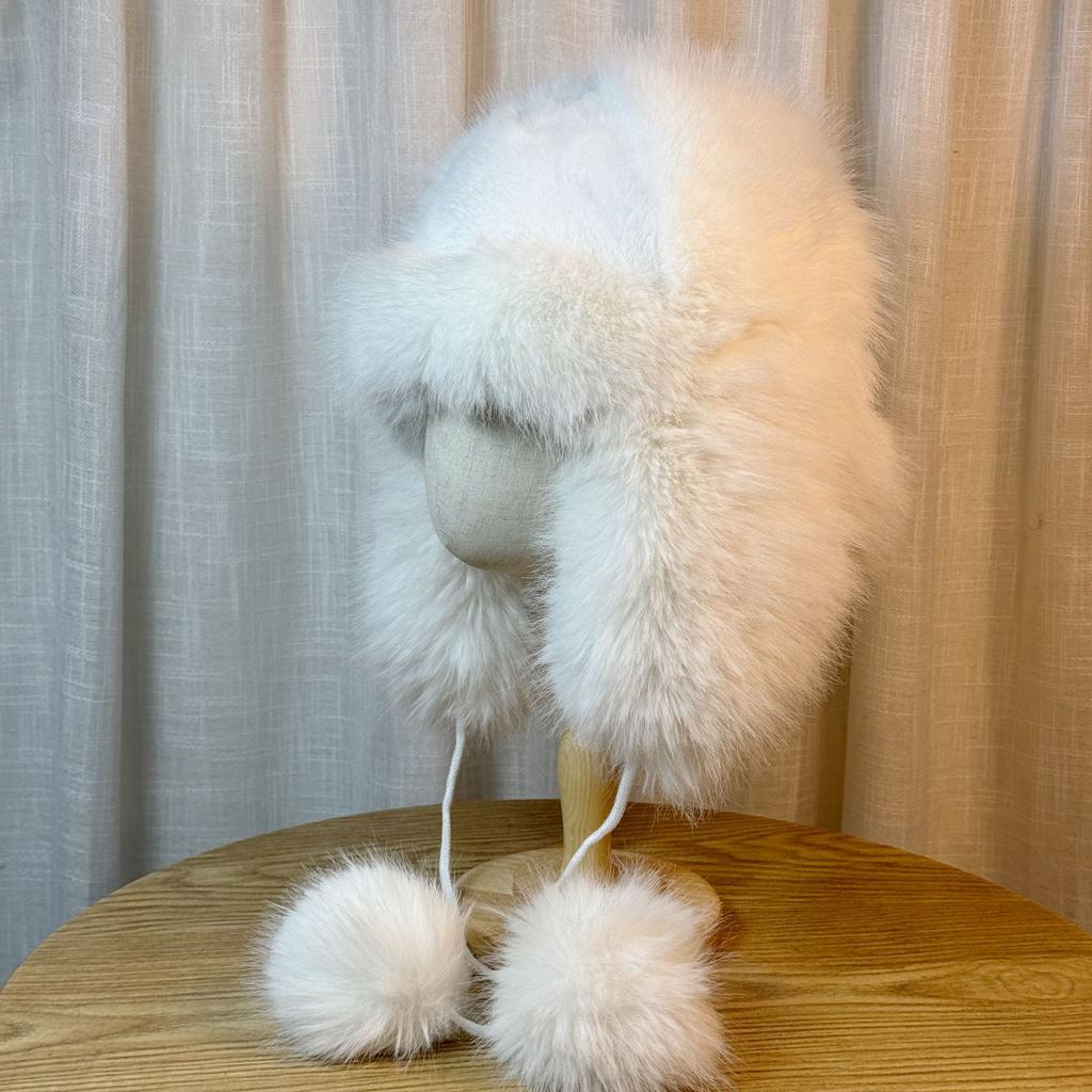 New Winter Lei Feng Hat Plus Velvet and Thickened Outdoor Cold Proof Hat for Women  High End Plush Warm Ear Protection Headgear