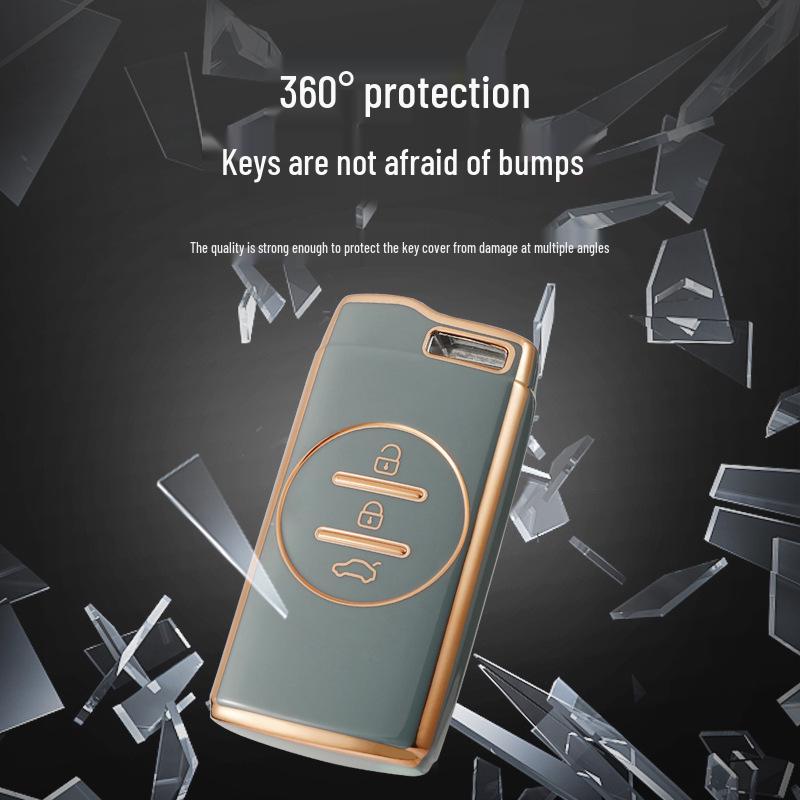 Chery Exeed Car Key Case for Tiggo 5x/7, Lanshan 3x, TX Lingyun, Zhuifeng - Snap Button Protective Shell.