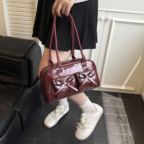 Damska torba typu tote ze sztucznej skóry, torba na ramię z uroczymi kokardkami, wodoodporna, codzienna torebka na dojazdy, do miasta, na co dzień