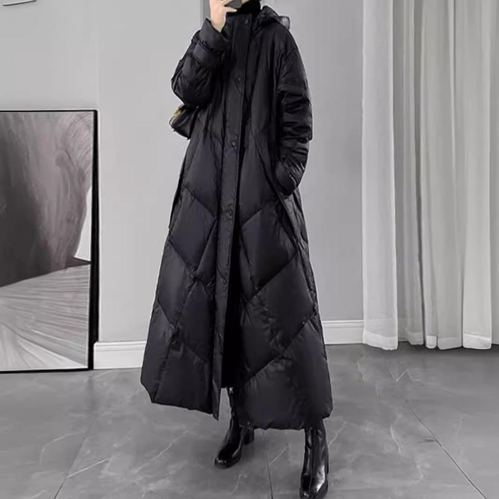 Autumn and Winter Plus Size Women's Long Thickened Velvet Loose Hooded Jacket Casual Comfortable Lapel Outerwear