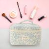 Women Quilted Makeup Bag Printed Cotton Aesthetic Toiletry Purse Large Capacity Zipper Closure Female Travel Bag