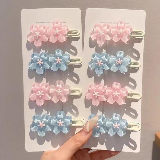 4 Stuks Meisjes Haarspeld Macaron Kleur Kersenbloesem Haarclips Parelmoer Textuur Stabiele Golvende Pony Haarspelden Haaraccessoires