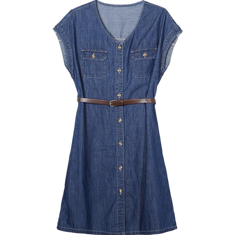 Betu Women s Lightweight Denim Dress with Belt S