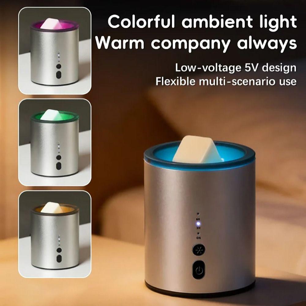 Multicolor Light Wax Warmer Aluminum Alloy Oil Burner Multi-functional Aroma Lamp  Bedroom Decor