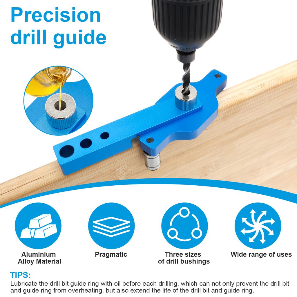 Dübelbohrlehren-Set Selbstzentrierende Dübelbohrlehre Präzise Holzverbindungen Bohrhilfe Lochstanzer Aluminiumlegierung Holzbearbeitung Bohrlokator