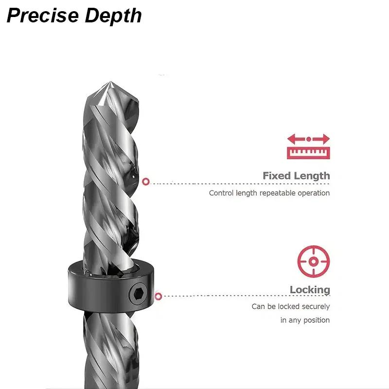 3/7/8dílná sada 3-16mm Dřevoobráběcí vrták Omezovací kroužek Vrtací polohovací kroužek Spirálový vrták Nastavovač hloubky upevnění Dřevoobráběcí nástroje