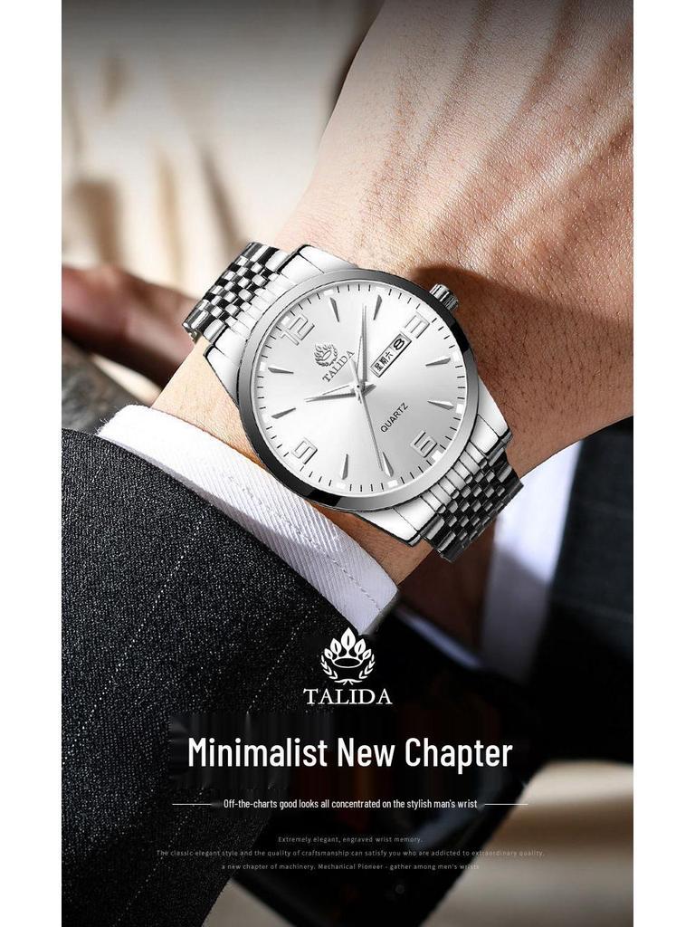 Tianlida Trendy Bestseller Men's Waterproof Quartz Stainless Steel Wristwatch with Date & Week Display