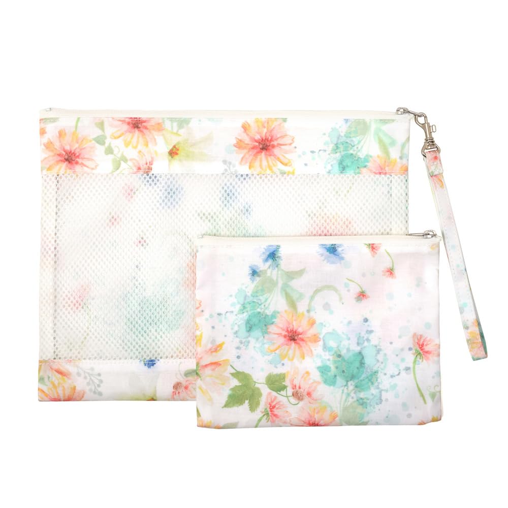 STYLE Decor Mesh Flat Pouch Pastel Stylish and Cute Set for Pocket Tissue Set, Floral, Women, W1900600-NVL2602 (Includes Pouch)