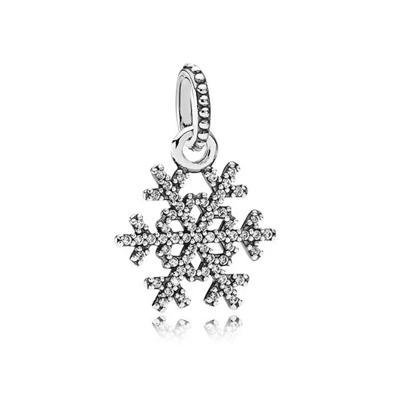 Diy Women Jewelry Gift Sparkling Icy Snowflake Drop Opalescent Snowman Dangle Charm Beads Fit Original Bracelet Accessories
