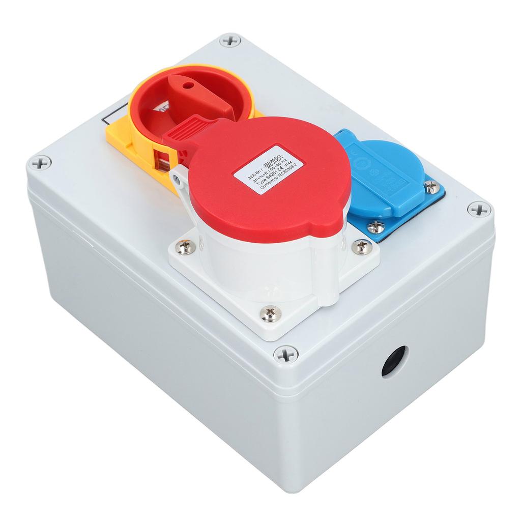 250V 16A EU Steckdose 32A 5-polige Industriesteckdose mit 2 Drehschaltern IP44 Wasserdichte Außen-Stromanschlussdose