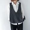 Women's V Neck Sleeveless Knit Vest Loose Fit Vintage Knit Top
