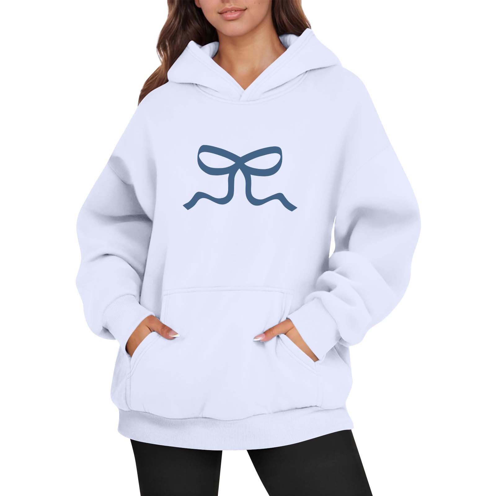 

Женская мода, женский легкий пуловер с длинными рукавами и карманами, толстовка с капюшоном в стиле консервативного стиля XL белый