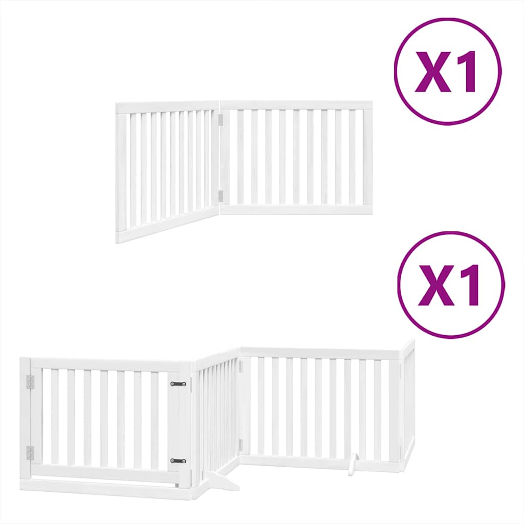 6 Piece Foldable White Dog Gate 480 cm Poplar Wood