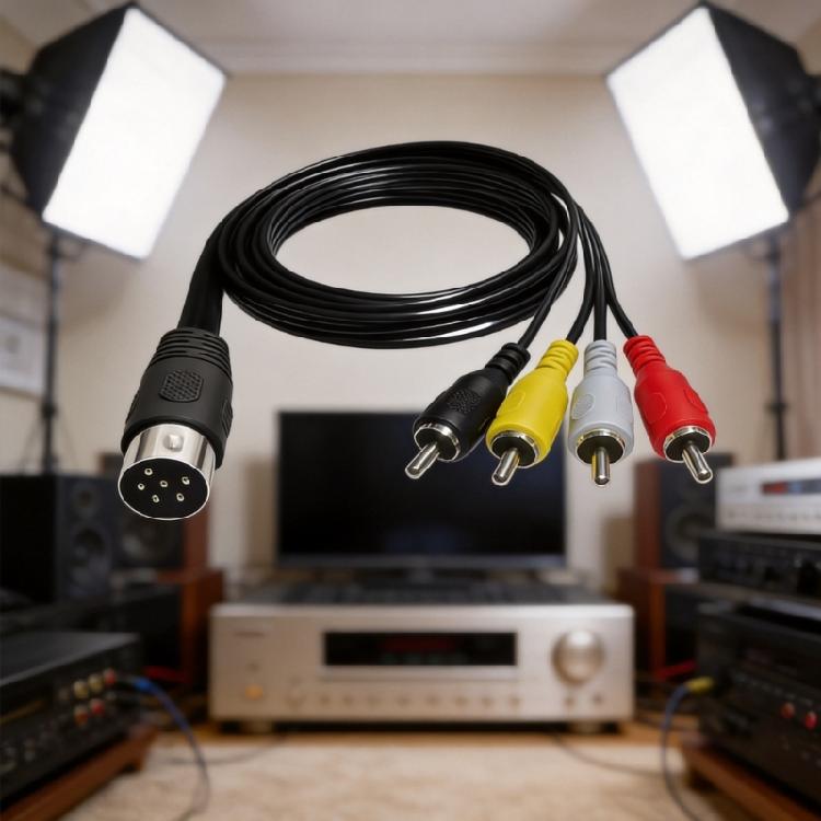 Universelles 6-Pin-DIN-zu-4-Cinch-Audio-/Video-Kabel für professionelle Setups Nahtlose Konnektivität zwischen Geräten 50/150 cm