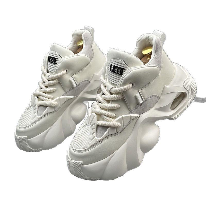 2025 Men's Non-Slip Thick Sole Dad Sneakers: Casual, Wear-Resistant, Versatile White Minimalist Shoes