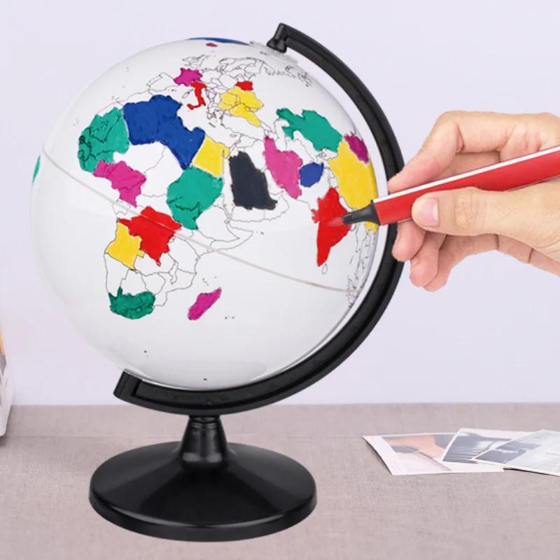 Miniature Globe DIY Colorable Portable Ball Children Study Creative Earth Model Ornaments Erasable Equipment Teaching Supplies