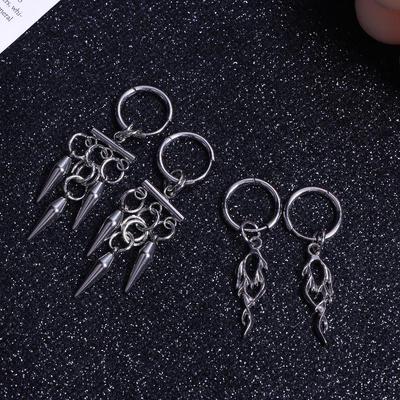 Gothic Punk Stainless Steel Spike Hoop Earrings Pendant For Unisex Y2K Chain Tassel Dangle Earrings
