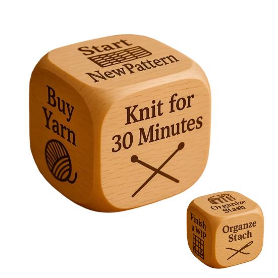 1/2/3/5/6/8Pcs Wooden Quilter Dice with 6 Engraved Quilting Tasks Solid Wood Quilting Embroidery Knitting Projects Baking Drinking Decision Dice Tools