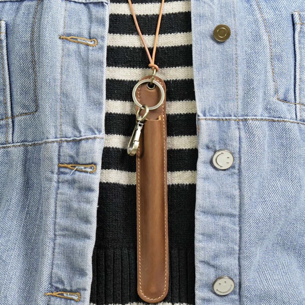 2026 Neck Pen Cover Cowhide Pen Protective Cover Single Pen Storage Pencil Case Retro Leather Cover