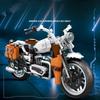 Vintage Cruiser Motorrad Baustein Set, Mechanisches Motorrad Modellbausatz mit Kettenantrieb und Federungssystem, Sammlerstück