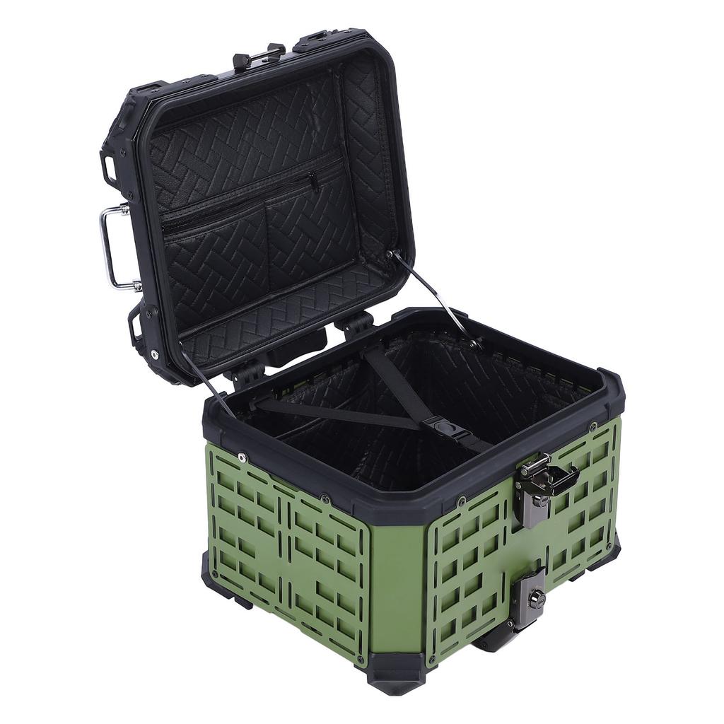 45L Motorcycle Top Case Aluminum Alloy Water Resistant Motorcycle Trunk Storage Box with Security Lock for Helmet