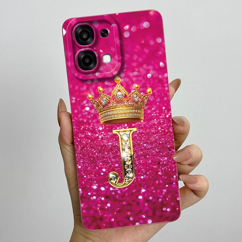 For Oppo A6 Pro 2025 Fashion Initial Letter Couple Phone Case for Oppo A6 Pro A6Pro 4G 5G Soft Silicone TPU Lens Protective Case