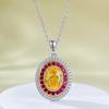 Elegant European & American Style 925 Silver Yellow Diamond Clavicle Necklace for Women - Unique 7x9 Niche Design