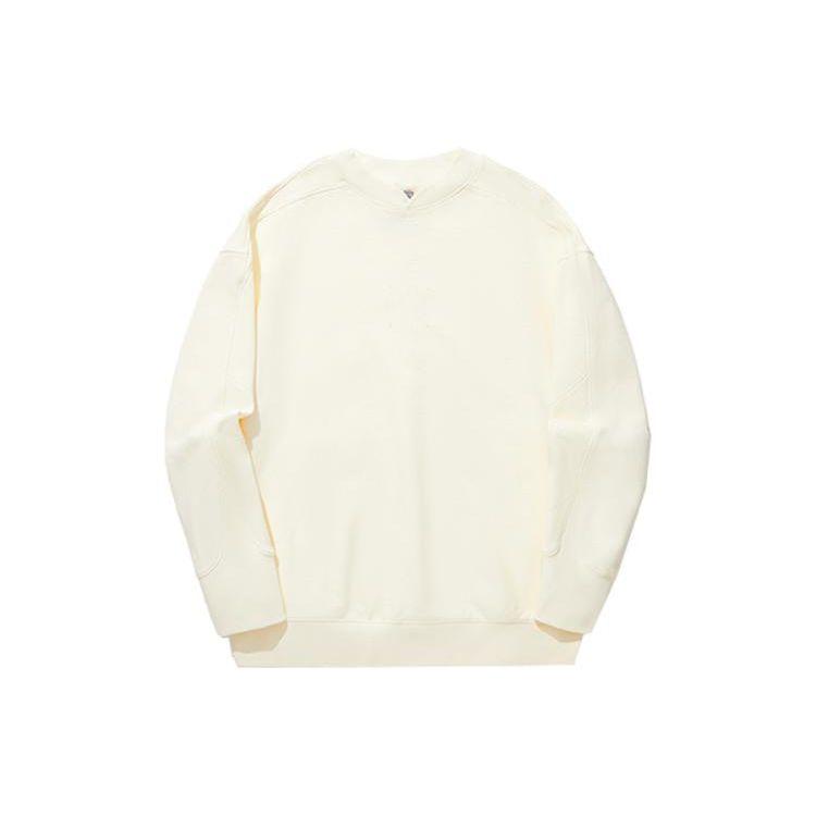 Li Ning X Jackie Chan Collaboration Solid Color Crew Neck Pullover Sweatshirt Unisex Sweatshirt Paper-White AWDT667-1