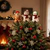 Shop Window Christmas Decor Wool Felt Tree Topper, Cute Snowman/Santa Claus Treetop Ornament with Reusable Spring Base, Holiday Xmas Decoration