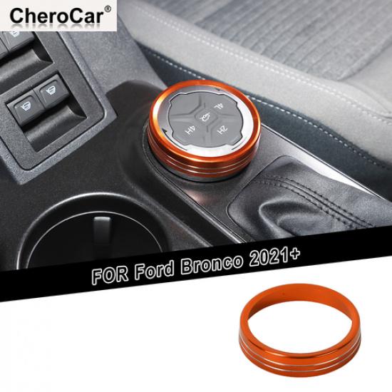 Orange 4WD Four-wheel Drive Knob Ring Cover for Ford Bronco + Aluminum Alloy