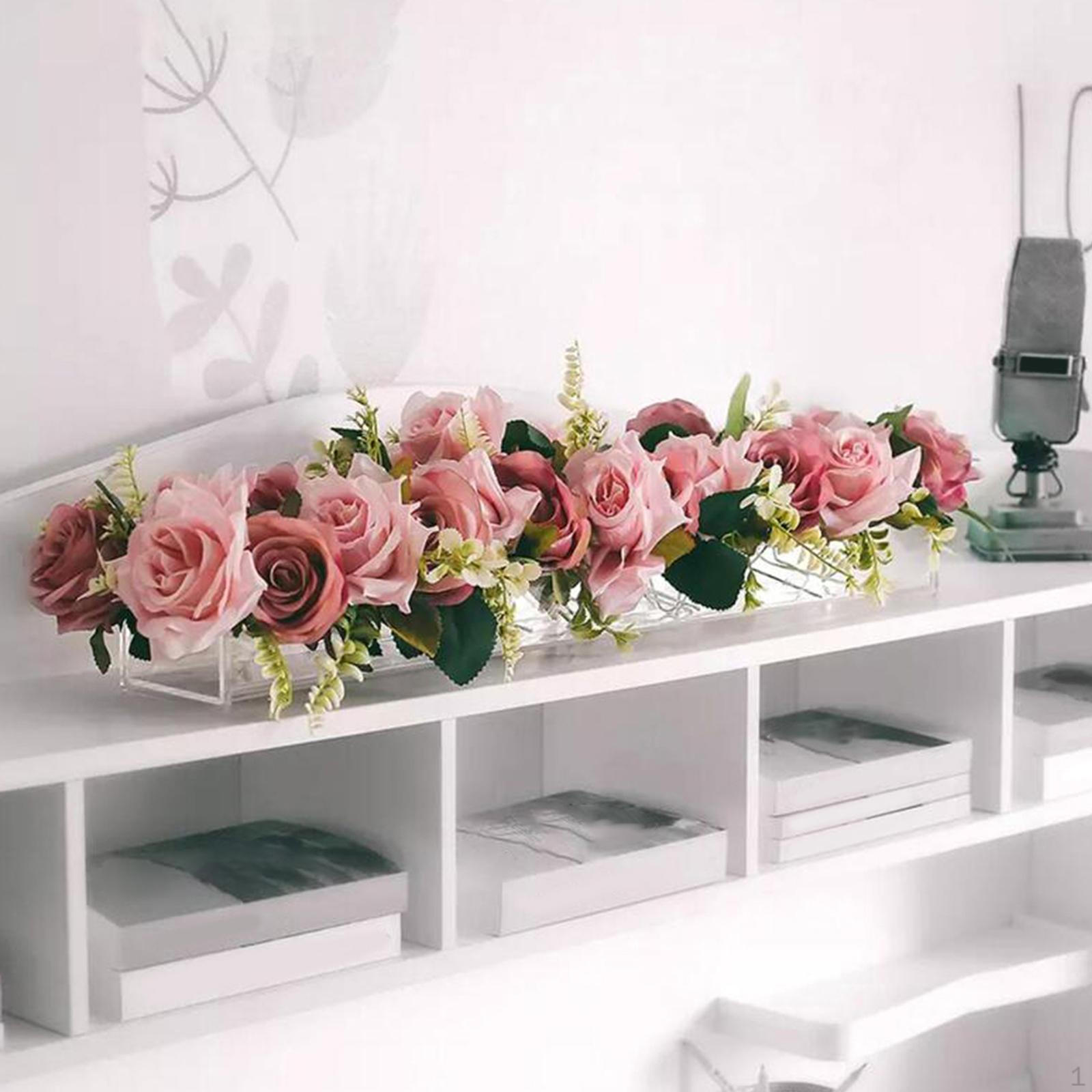 Акриловая Прямоугольная Ваза для Цветов Контейнер Декоративный Горшок Кашпо Длинный Арт для 45cmx10cmx6.5cm