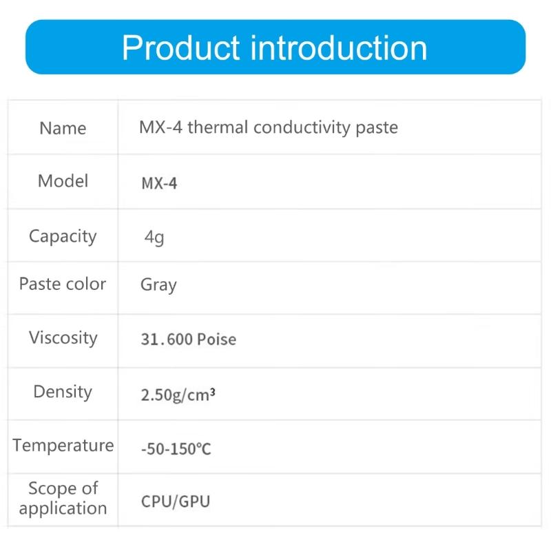 MX4 Thermal Paste Efficient Heat Conductivity Paste 4g For Universal Use In PC And Laptops MX-4