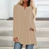 Women's V Neck Long Sleeve Velvet Tunic Top Pleated Button Front A Line Flowy Blouse