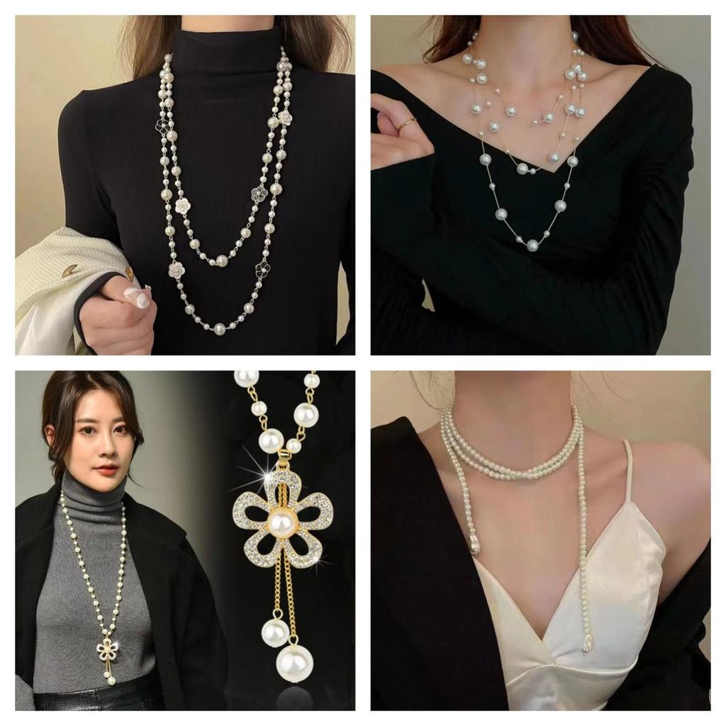 Korean Pearl Necklace: Luxurious Long Sweater Chain for Autumn/Winter