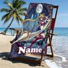 Custom Name Personalized Sailor Moon Print Beach Towel, for Trip Camping Beach Party Home Decor, Birthday Gift for Family & Friends