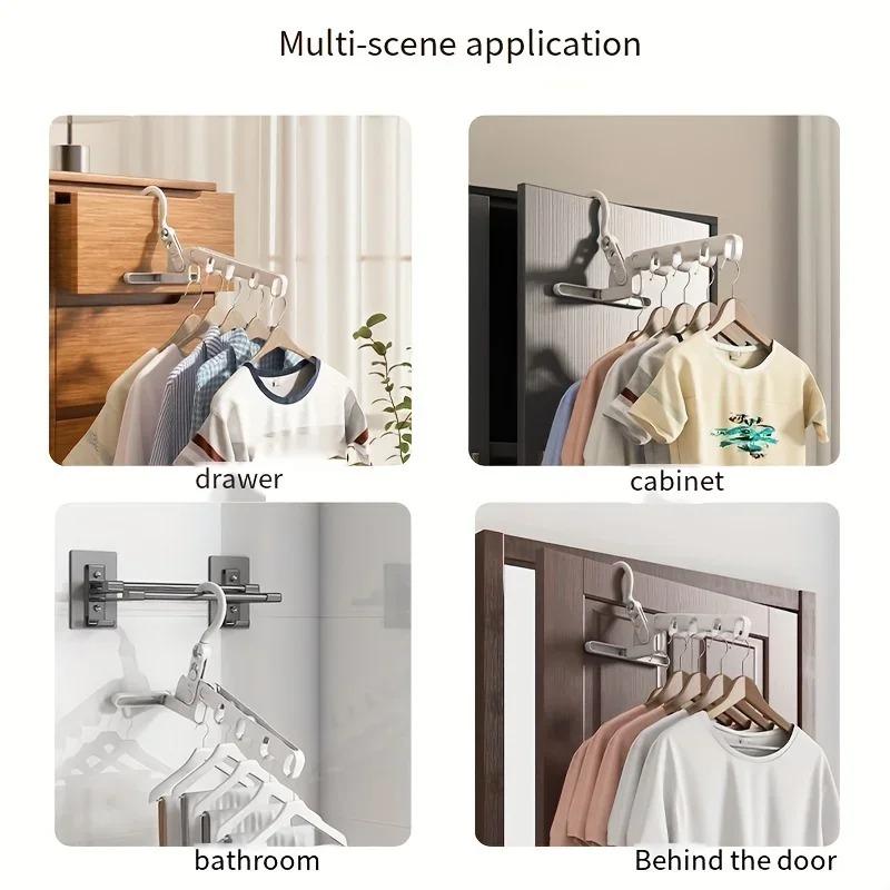 Travel Folding Hanger,Multi-Functional Travel Clothes Hanger,Laundry Room Hanging Rack,for Travel, Hotel Stays, Business Trips