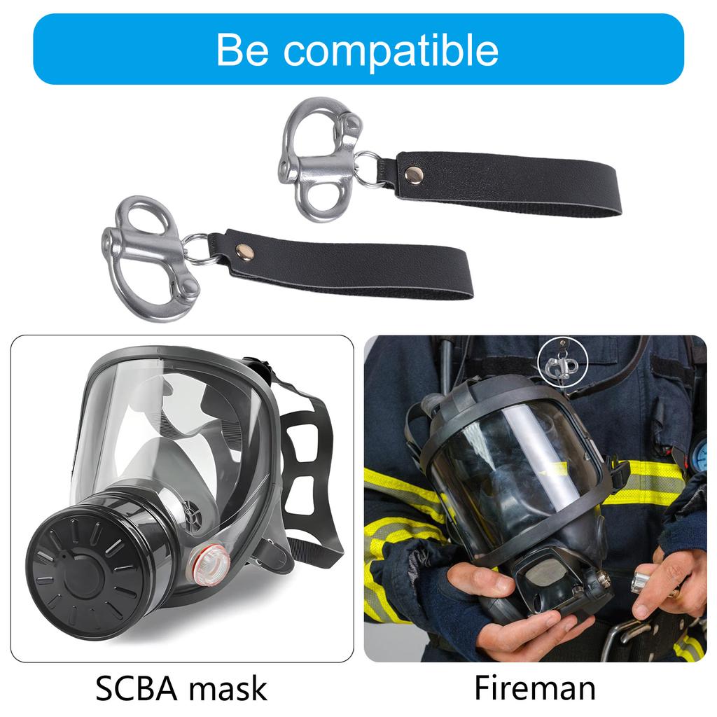 2Pcs Quick Release Snap Shackle with Leather Handle SCBA Mask Quick Release Clip Metal Fixed Snap Shackle Lanyard