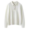 Lekasha Women's Cashmere Goat Wool Polo Collar Loose Knit Sweater - 12-Gauge Long Sleeve Base Layer for Autumn/Winter