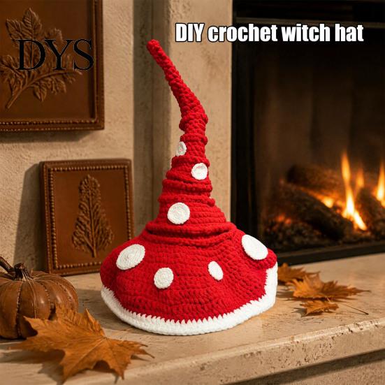 Handmade Gift for Craft Lovers Crochet Twisted Witch Hat DIY Kit, Fall Halloween Patterns Kit Adults, Autumn Party Decor Decoration