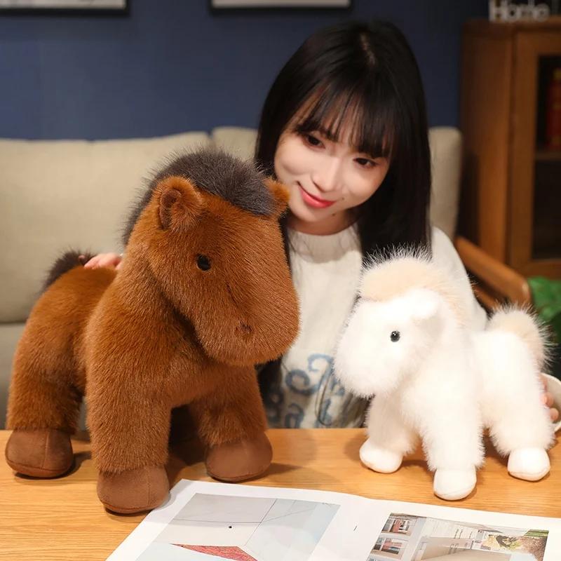 Realistic Pony Plush Toy Ultra Soft Lifelike Horse Stuffed Animal Baby Doll Perfect Gift for Kids Christmas Birthday Surprise