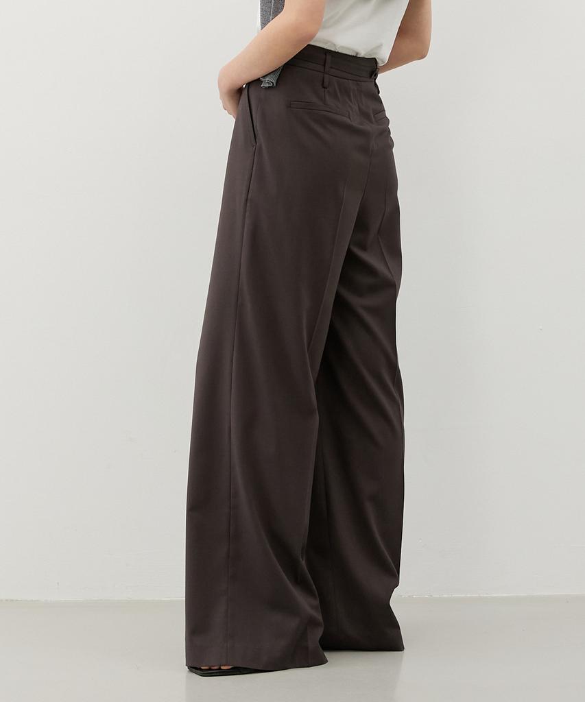 CITYBREEZE Strap Tuck Wide Slacks_Dark Brown