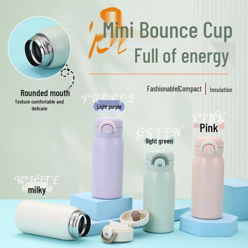 Compact 304 Stainless Steel Mini Thermos with Spring Lid - Ideal Gift and Portable Water Cup