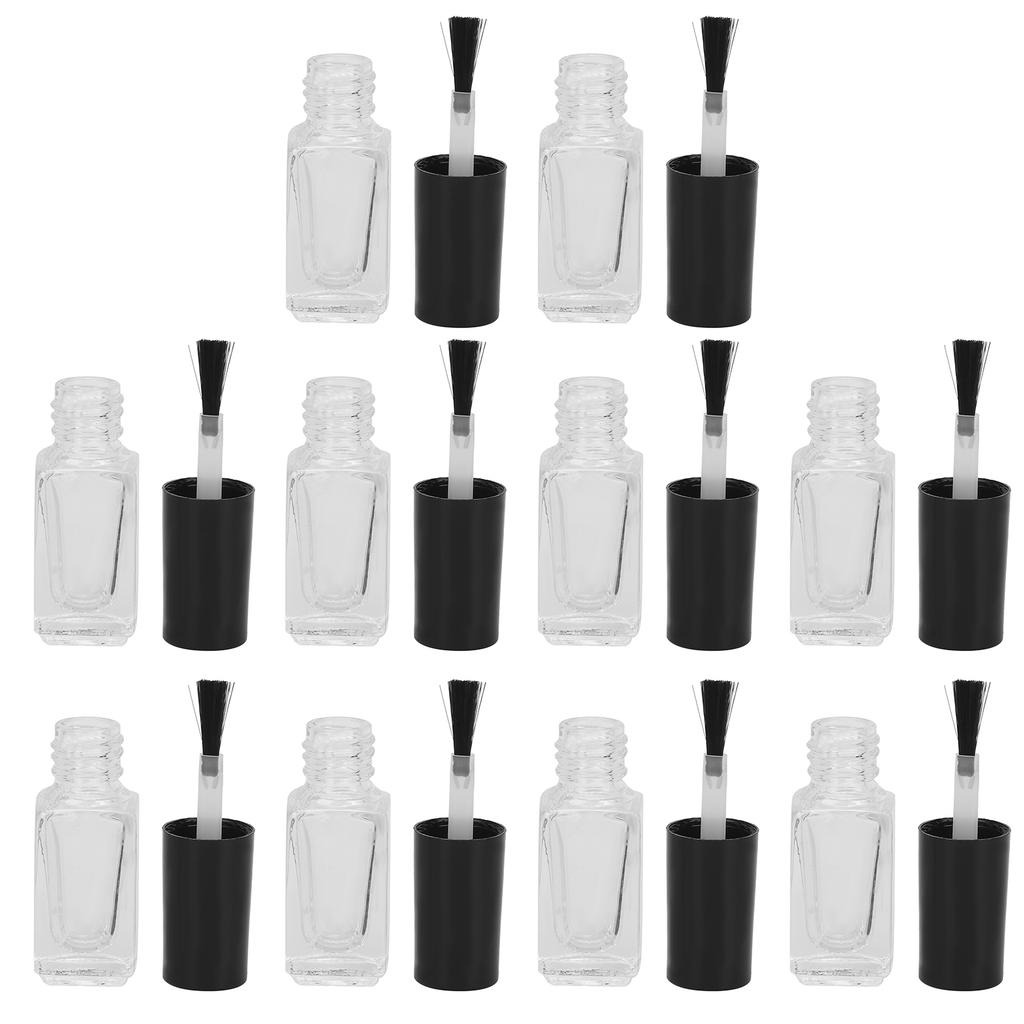 10pcs 5ml Empty Nail Polish Glass Bottles Accessory with Brush Cap Funnel Mixing Balls