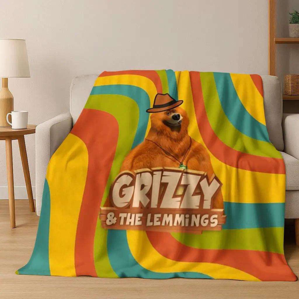 Lustige Grizzy und die Lemminge Cartoon Flanelldecke Weiche Warme Überwurfdecke für Bett Schlafzimmer Zimmer Wohnzimmer Reise Picknick Kind